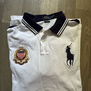🤍 Polo by Ralph Lauren White , Red , and Navy Men's Polo Shirt 🏇